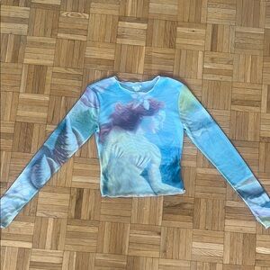 Artistic Long Sleeve Top with mermaid Print